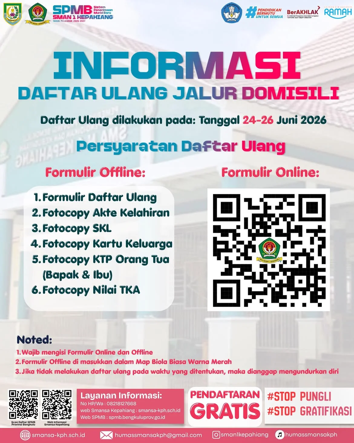 INFORMASI DAFTAR ULANG JALUR DOMISILI SPMB